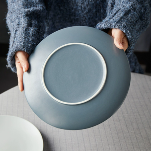 High Quality <b>Ceramic</b> Stoneware Flat <b>Plates</b> for Western Restaurant Steak Tableware-Eco-Friendly Microwave Safe Factory Sale - Product Image 5