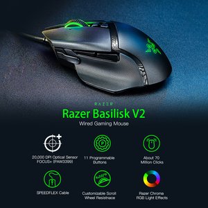 Souris de jeu Basilisk V2, capteur optique 20000 DPI, Chroma RGB, 11 boutons programmables, souris pour joueurs - Product Image 4