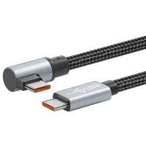 베스트 셀러 하이 퀄리티 직각 타입-C 90 도 각도 팔꿈치 데이터 케이블 USB C 케이블 고속 충전 케이블 사용자 정의 브레이드