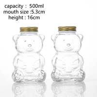 Vente chaude 500ml 16 oz Tasse à paille en verre borosilicate en forme d'ours Tasse à café Tasse à eau Bouteille en verre Vente en gros