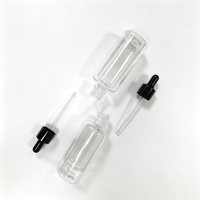 Flacon compte-gouttes en plastique PET transparent, flacon vide pour sérum cosmétique avec bouchon compte-gouttes noir, logo personnalisé OEM, usine source