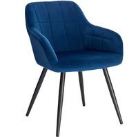 Échantillon gratuit, chaise de salle à manger en velours de luxe au design moderne, pieds en métal, avec accoudoirs