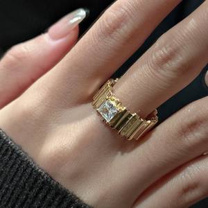 Bague en argent pur S925, style européen et américain, zircon mat givré, rétro, mode, bijoux de luxe léger avec diamant taille ovale - Product Image 2