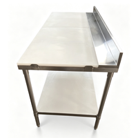 Table de travail commerciale OEM ODM Xiangying en acier inoxydable avec plateau en PE et crédence, table de préparation à 2 niveaux