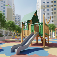 Cabane de jardin jeux pour enfants en plein air en bois vente en gros équipement de jeux pour enfants en plein air avec toboggan en acier inoxydable