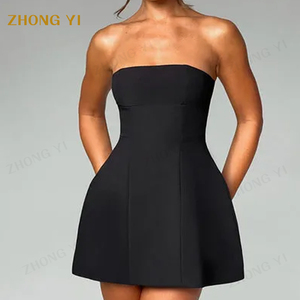 Fabricante personalizado última colección de moda elegante verano Mujer moda Mini tubo Top vestido negro después del vestido de fiesta - Product Image 2