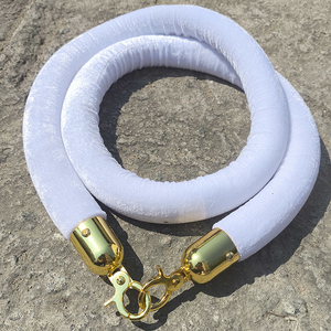 Elegant White Velvet Stanchion Rope with Gold Hook Elegant Metal Traffic Barrier for Crowd <strong>Control</strong> and <strong>Queue</strong> <strong>Management</strong> - Product Image 3