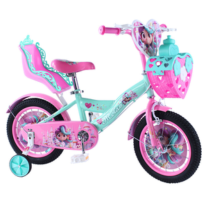 Vélo pour filles <span class=keywords><strong>WEIZE</strong></span> 3-5 ans avec roues d'apprentissage, guirlandes, panier, siège pour poupée, frein à rétropédalage, bleu, 1 vitesses - Product Image 4