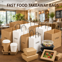 Sacs en papier kraft jetables et recyclables avec poignées pour la restauration et la restauration rapide