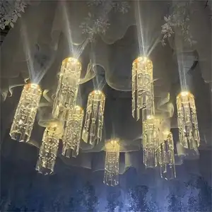 Современный Новый дизайн 10 головок кристалл акриловая Подвесная лампа теплый белый искусство люстры потолочные светильники для свадебной спальни