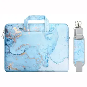 Borsa per Laptop per donna custodia in marmo acquerello valigetta per Notebook borsa per Laptop 15.6 Ladies girls