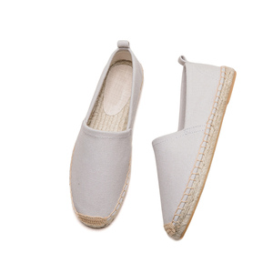 <span class=keywords><strong>Espadrilles</strong></span> confortables pour femmes, en toile souple, gris clair, à bout fermé, avec bordure en jute tressée, à enfiler, pour l'été - Product Image 2