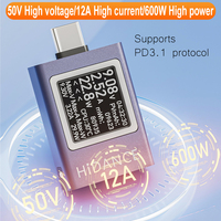 HDC-085C 13-1 4.5-50V 0-12A Medidor de Potencia Digital Multifunción con Pantalla Digital, Voltímetro y Amperímetro CC, Carga de Teléfono Celular Tipo C PD3.1 D404