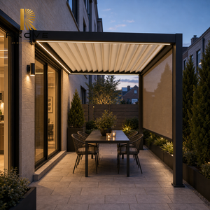 Pérgola para la noche con pantalla de privacidad ZIP y LED cálidos integrados, 3x5m, para patio lateral de casa adosada - Product Image 6