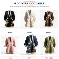 Robe Kaftan Personnalisée à Imprimé Doré Effet Lin, Dentelle Crochetée, Col en V, Manches Trois Quarts, Poches, Coupe Évasée Estivale