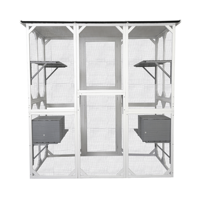 XPT069 Cage pour animaux de compagnie en bois gris moderne Maison pour chat de taille moyenne pour produit pour chat intérieur et extérieur