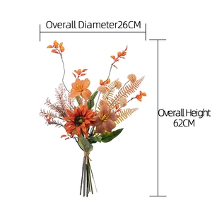 CF02080 Bouquet Arancione Soleggiato, Vivace Composizione di Girasoli e <span class=keywords><strong>Tulipani</strong></span> con Fogliame, Centrotavola Ispirato all'Autunno per Decorazioni Domestiche - Product Image 6