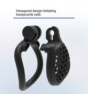 Jaula <span class=keywords><strong>de</strong></span> Castidad Masculina Honeycomb, Candado Erótico, Dispositivo Transpirable <span class=keywords><strong>de</strong></span> Nailon y Resina Rosa y Negro, Juguetes Sexuales, Ejercicios <span class=keywords><strong>de</strong></span> Kegel Cobra, BDSM - Product Image 4