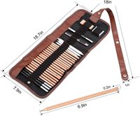 Ensemble d'art professionnel de 30 pièces de haute qualité Marco nouvelle mise à niveau des crayons à charbon de bois de tilleul avec sac en toile pour le dessin de croquis
