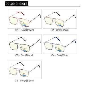 Nouvelles lunettes de vue carrées anti-lumière bleue minimalistes unisexes en métal tendance 50015 - Product Image 1