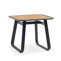 Table à manger moderne gris anthracite 165*89 cm, plateau en plastique imitation bois durable, structure en aluminium robuste pour terrasse extérieure et salles à manger de parc