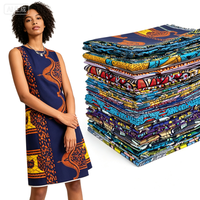 Kain Batik Afrika 100% Katun Tenun Bubble, Benang Carded, Berat Sedang 120gsm, Polos 6 Yard, Kain Afrika Terbaru