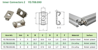 YD.T08.0X0 concealed small inner bracket aluminum profiles connected to steel elastic fasteners screw connector