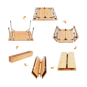 Yilu Gấp Tre Bảng Cắm Trại Gỗ Dã Ngoại Bảng Với Có Thể Điều Chỉnh Chân Nhiệm Vụ Nặng Nề 4-Gấp Di Động Tre Trại Bảng - Product Image 6