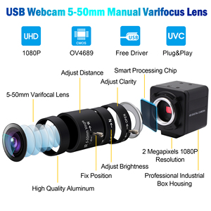 Elp tốc độ cao 260fps Webcam Hướng dẫn sử dụng ống kính Varifocal 1080P khung cao OV4689 cảm biến an ninh Zoom <span class=keywords><strong>USB</strong></span> Camera cho chuyển động tốc độ cao - Product Image 2