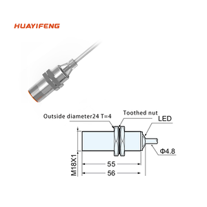 Ban đầu huayifeng hình trụ đường kính M18 cảm biến DC 3-Wire đầu ra 10V ~ 30VDC NPN/PnP <span class=keywords><strong>Proximity</strong></span> chuyển đổi - Product Image 4