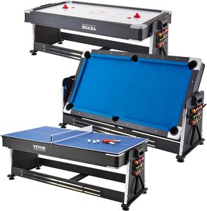 <span class=keywords><strong>Table</strong></span> <span class=keywords><strong>de</strong></span> <span class=keywords><strong>jeux</strong></span> multifonctionnelle 4-en-1 pour salle <span class=keywords><strong>de</strong></span> <span class=keywords><strong>jeux</strong></span>, avec plateau en MDF <span class=keywords><strong>de</strong></span> qualité supérieure, support intégré, <span class=keywords><strong>billard</strong></span>, hockey sur air, ping-pong, pour la famille en intérieur - Product Image 1