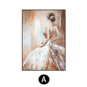 Décor de salon de luxe peint à la main à l'huile fille dos Figure Texture tenture murale pour entrées et chambres - Product Image 6