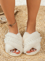 Chaussons Doux et Élégants en Fourrure pour la Maison, Chauds et Confortables pour Femmes, en TPR, pour l'Automne et l'Hiver