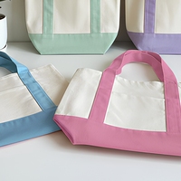 Sac fourre-tout en toile de coton réutilisable avec motif lettres, broderie personnalisée, petit format pour le commerce de détail et l'épicerie