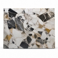 Dalle de pierre frittée polie Luxe Or Pandora 1600x3200x6mm avec veinage doré pour mur et sol de cuisine, projet d'intérieur de luxe