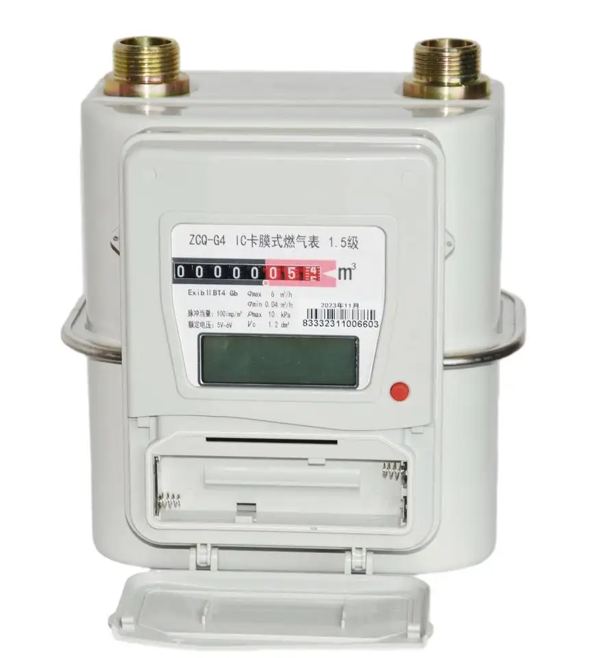 Compteur de gaz prépayé par carte à circuits intégrés modèle G4 et G1.6 Compteur de gaz à coque en acier Instrument de test mécanique