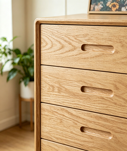Modern Solid Wood 5-Drawer <b>Chest</b> Cabinet with Flat Panel Design for Entry <b>Storage</b> - Product Image 4