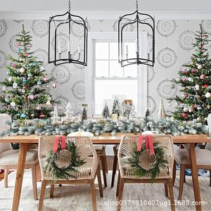 Guirlande artificielle de pin à fleurs, 72 mailles, blanche, pour décoration intérieure et extérieure de Noël - Product Image 3