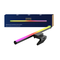 Barre lumineuse moderne noire pour moniteur, double CCT RGB LED, synchronisation musicale USB, intensité réglable sans fil par bouton, lampe suspendue pour écran, idéale pour le gaming et le bureau, protection des yeux