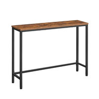 Table console moderne minimaliste en métal avec plateau en bois pour salon, entrée, couloir