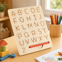 Tablero de Trazado del Alfabeto de Madera Personalizado Educativo de Marca Privada, Juguete Sensorial para Práctica de Escritura a Mano