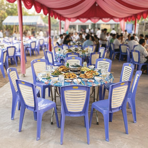 Modern PP Stackable <b>Dining</b> <b>Chair</b> Waterproof Easy Clean Durable Large 9-Slat Backrest for Outdoor Home Office Hotel Use - Product Image 6