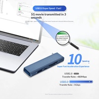 Base de Conexión USB 3.0 Tipo-C Seis en Uno, 4K HD, Aleación de Aluminio, con Extensor Inalámbrico para Portátil - En Stock