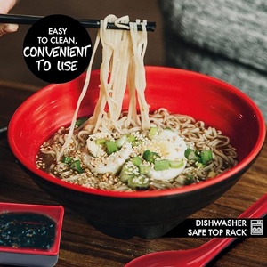 Juego de 4 cuencos de <span class=keywords><strong>ramen</strong></span> japoneses Juego de cuencos de <span class=keywords><strong>ramen</strong></span> de melamina de estilo tradicional de gran capacidad con palillos y <span class=keywords><strong>cuchara</strong></span> - Product Image 6