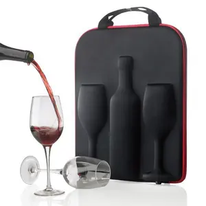 Tragbare EVA Fall Einfachen Transport Wein Flasche und gläser Fall Eva Zipper Tasche