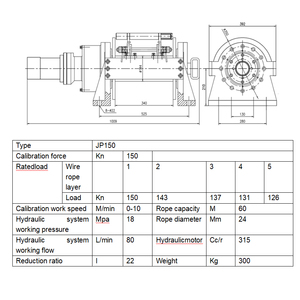 Gratis jatuh pelepasan udara <span class=keywords><strong>10</strong></span> <span class=keywords><strong>Ton</strong></span> kabel menarik kerekan hidrolik 20000lbs dengan rem hidrolik - Product Image 4