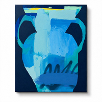 Peinture à l'huile abstraite semi-circulaire bleu roi et noir, art minimaliste sur toile, taille personnalisée, vente en gros directe d'usine d'art