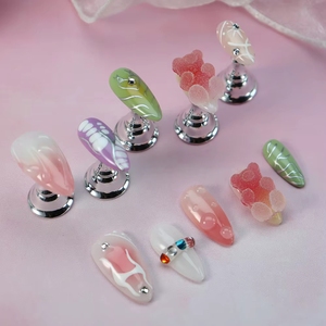 Nouvelles <span class=keywords><strong>Faux</strong></span> Ongles Press-On Faits Main Personnalisables Rose Marbré Pailleté Floral, Ongles Amande de Luxe pour Femmes - Product Image 4