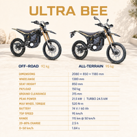 En stock 2026 Surron Ultra Bee DDP pour l'Australie et les États-Unis 95 km/h 520 N.m de couple Batterie 74V 60Ah Accélération en 1,84 s Moto tout-terrain électrique