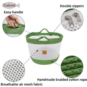 Tas bahu hewan peliharaan gaya klasik, tas pembawa kucing kepang dengan pola cetak katun bernapas untuk pernapasan buruk atau kucing - Product Image 6